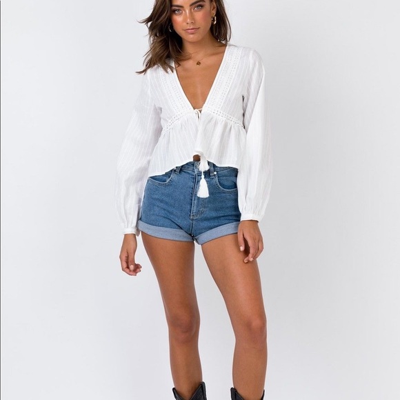 NWOT Princess Polly Rain Dance Tie Front Top - Picture 2 of 7